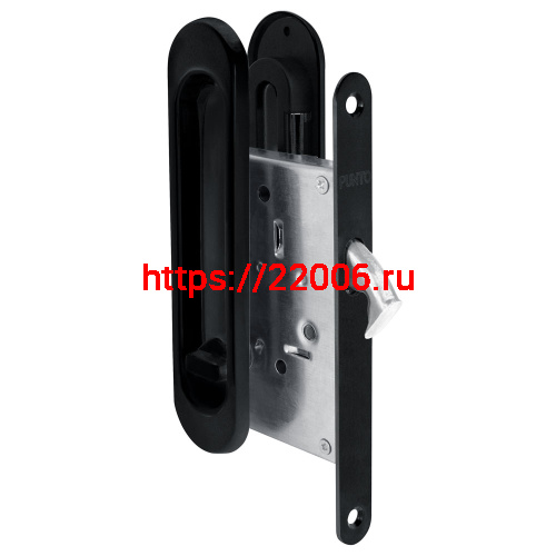 Защелка Punto (Пунто) с ручками для раздвижных дверей SH.SL152.KIT011-BK (Soft LINE SL-011) BL-24 черный