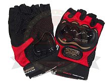 Перчатки PRO-BIKER MCS-04 (без пальцев, с защитой) текстиль-сетка, красные, р-р M