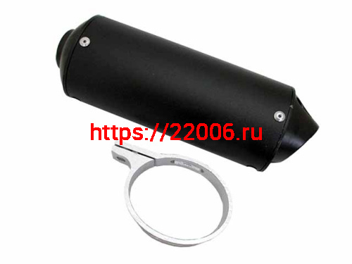 Глушитель эллипс черный с кронштейном 38мм Глушитель эллипс черный с кронштейном 38мм