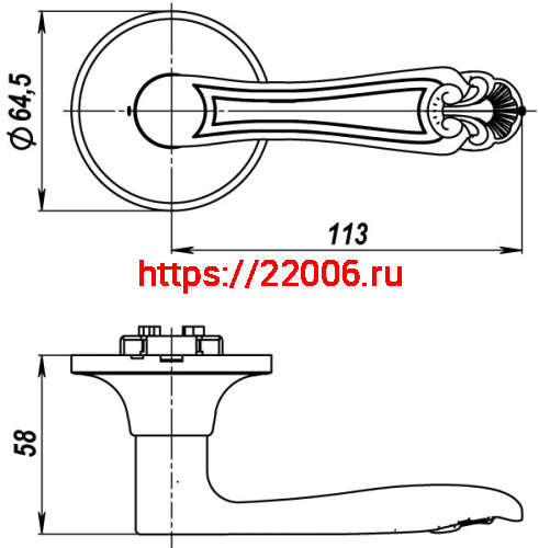 Ручка Fuaro (Фуаро) защелка DK637/BL АB-ET (637/BL АB-E) (кл/фик.) бронза фото 2