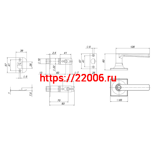 Ручка Punto (Пунто) защелка DK710/BL SN-BK (фик.) никель фото 3 Ручка Punto (Пунто) защелка DK710/BL SN-BK (фик.) никель фото 3
