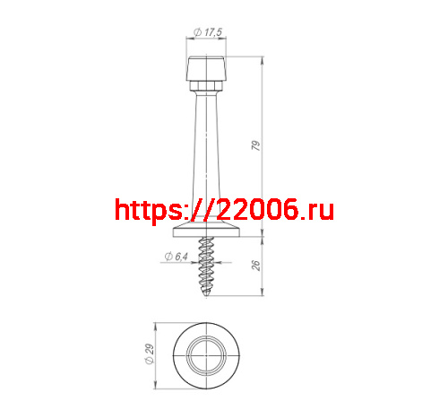 Упор Fuaro (Фуаро) дверной настенный STOPPER/15 (DS-15) BL-24 черный фото 3