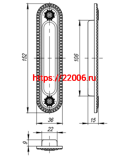 Ручка Armadillo (Армадилло) для раздвижных дверей SH.CL152.010 (SH010/CL) FG-10 французское золото фото 3