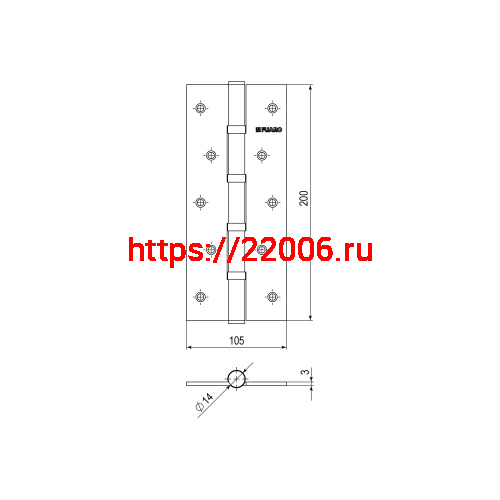 Универсальная петля Fuaro 4BB 200x105x3 PB «латунь» фото 3